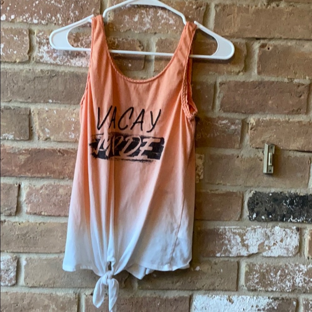 Coral and white tank top